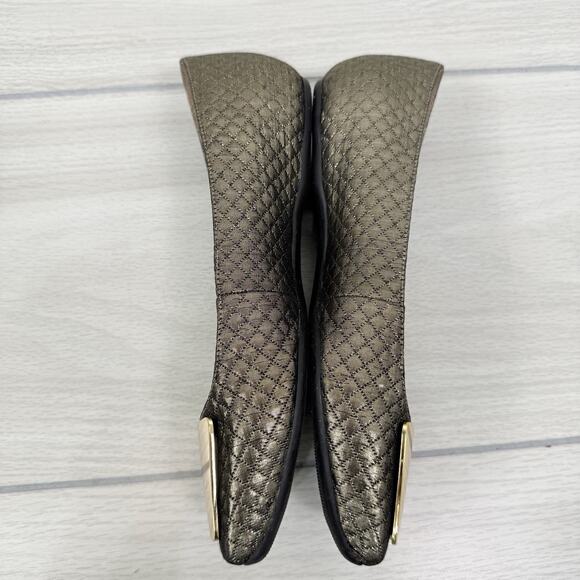 BCBGirls Quilted Ballet Flat Womens Size 7B Metallic Bronze Gold Retro Artsy - Picture 7 of 8